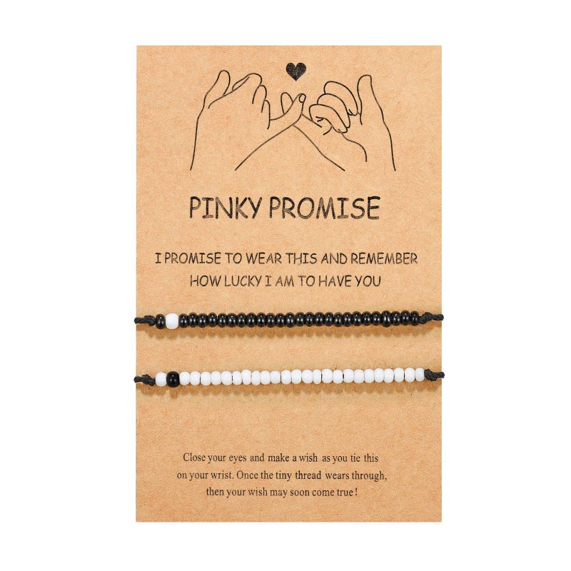 UNGENT THEM Valentines Day Gifts for Him Her Boyfriend Girlfriend Birthday Matching Couples Bracelets Pinky Promise Long Distance Relationship His Hers Christmas Cute I Love You Gifts Bf Gf Men - Image 1